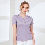 Silk top women's short - sleeved silk knitted bottoming shirt