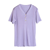 Silk top women's short - sleeved silk knitted bottoming shirt