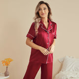 Classic Silk Two Piece Pajamas Set For Women luxury silk Sleepwear - slipintosoft