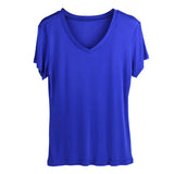 Silk v-neck short-sleeved t-shirt women's silk bottoming shirt women's top - slipintosoft