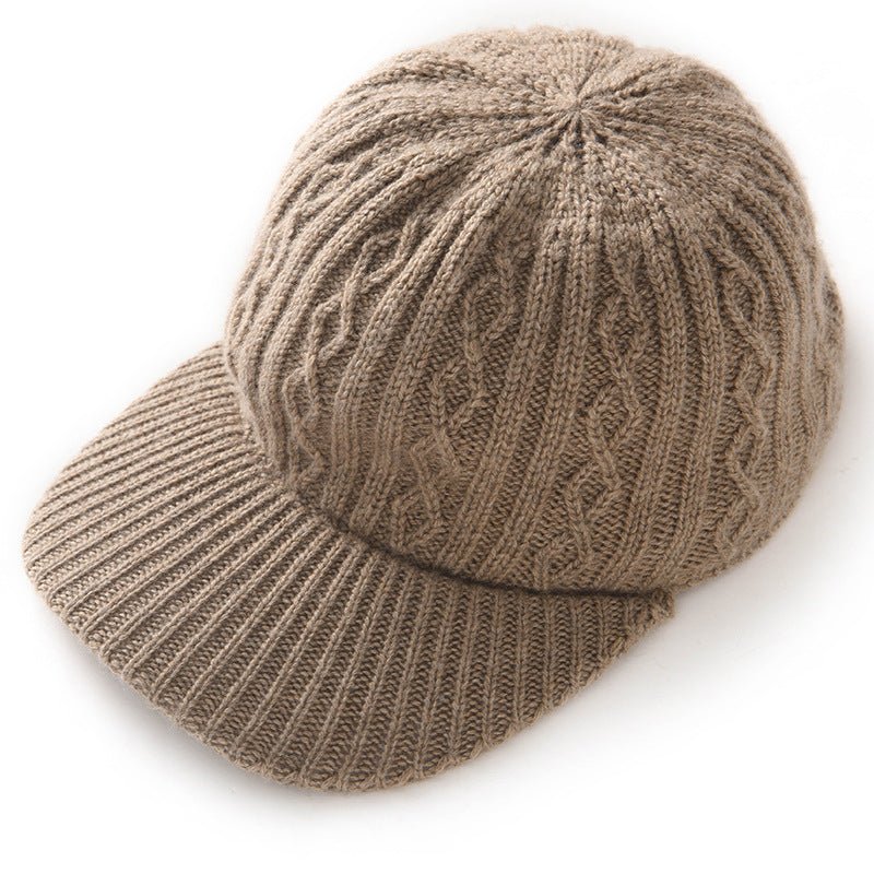 Soft Cashmere Knitted Cap Cashmere Baseball Hats for Fall Winter One Size