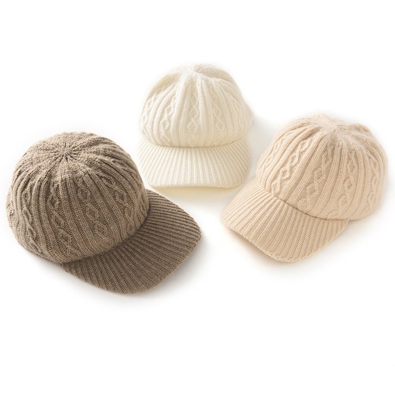 Soft Cashmere Knitted Cap Cashmere Baseball Hats for Fall Winter One Size