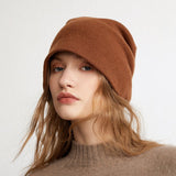 Solid Cashmere Hats for Men and Women Cashmere Knitted Beanie Stacked Hat Fall Winter - slipintosoft