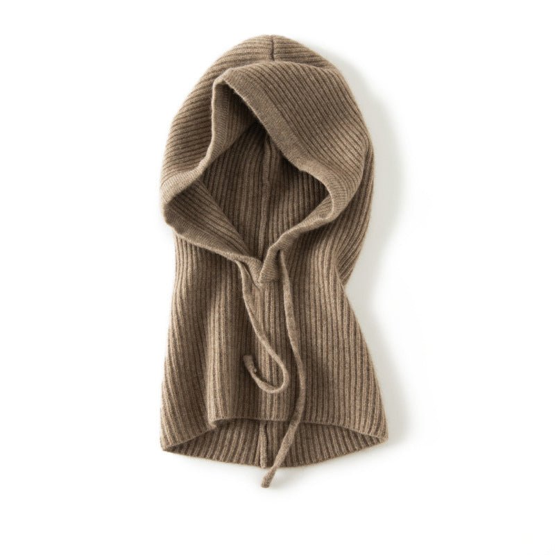 Solid Cashmere Scarf Knitted Cashmere Hood Hat for Women and Men Two uses - slipintosoft