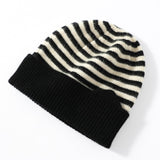 Striped Cashmere Hats for Adults Soft Knitted Cashmere Beanie Fall Winter - slipintosoft