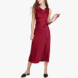 Ladies sleeveless Cowl Neck Silk Dress - slipintosoft