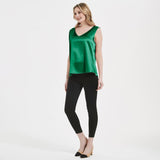 V Neck Women's Sleeveless Silk Tops Shirt