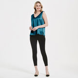 V Neck Women's Sleeveless Silk Tops Shirt