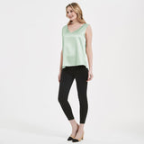 V Neck Women's Sleeveless Silk Tops Shirt