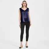 V Neck Women's Sleeveless Silk Tops Shirt