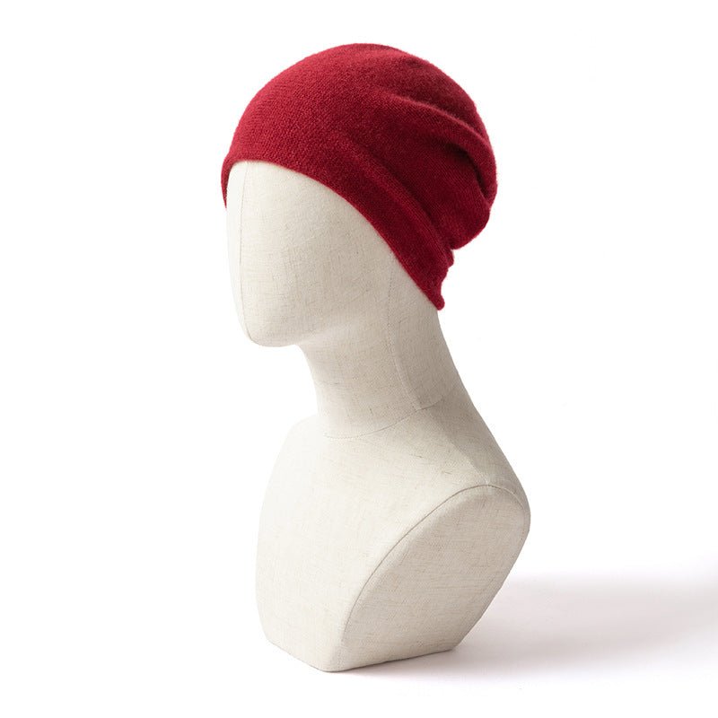 Women and Men Cashmere Beanie Hat Cashmere Double - Layered Ski Cap for Winter