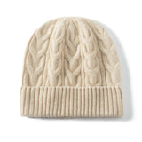 women and men cashmere cable knitted solid hats winter warm cashmere beanie - slipintosoft