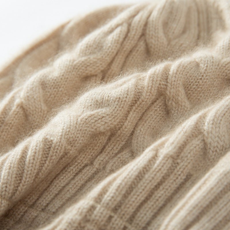 women and men cashmere cable knitted solid hats winter warm cashmere beanie - slipintosoft