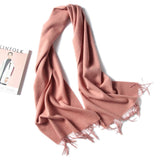 Women and Men Pure Cashmere Scarf Long Lightweight Cashmere Wrap Scarf with Tassel