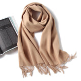 Women and Men Pure Cashmere Scarf Long Lightweight Cashmere Wrap Scarf with Tassel