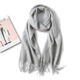 Women and Men Pure Cashmere Scarf Long Lightweight Cashmere Wrap Scarf with Tassel