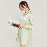 Women Classical Silk Sleep Shirt 100% Mulberry Silk Nightgown Sleep Dress