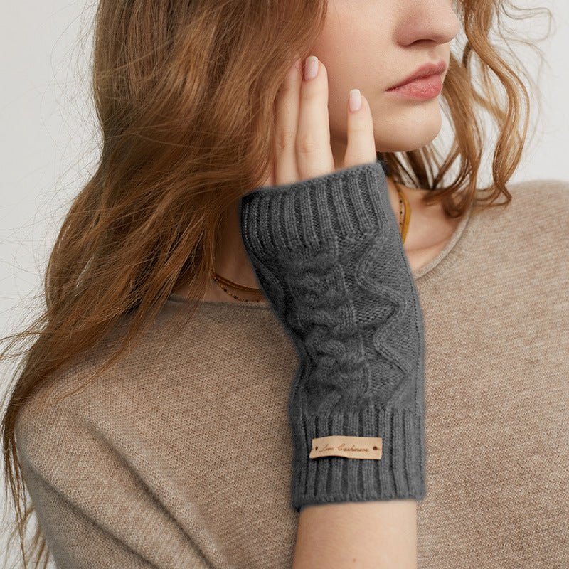 Women Half Finger Cashmere Gloves Warm Knit Fingerless Cashmere Gloves Common Size