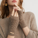 Women Half Finger Cashmere Gloves Warm Knit Fingerless Cashmere Gloves Common Size