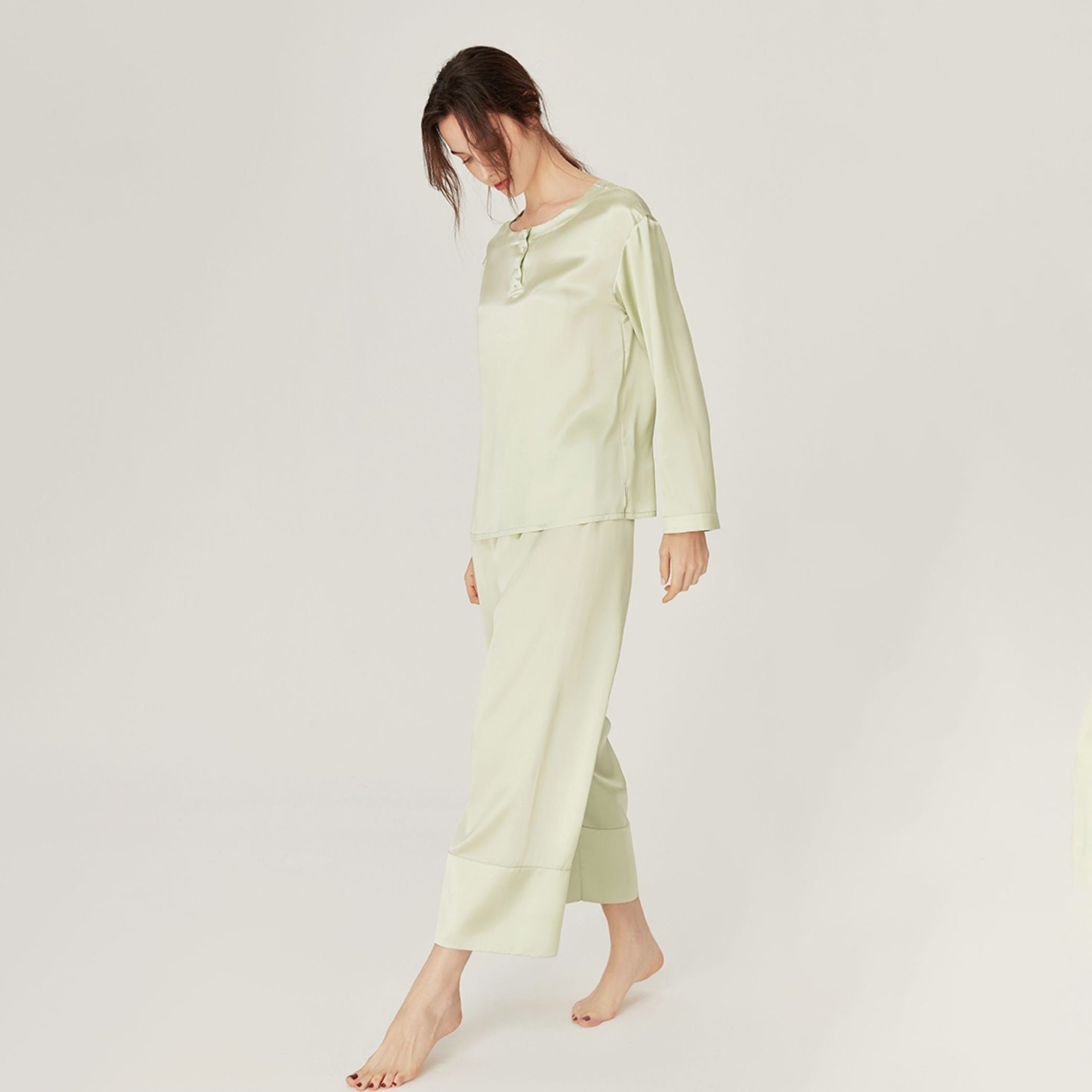 Women Loose Silk Sleepwear 100% Silk Pajama Set