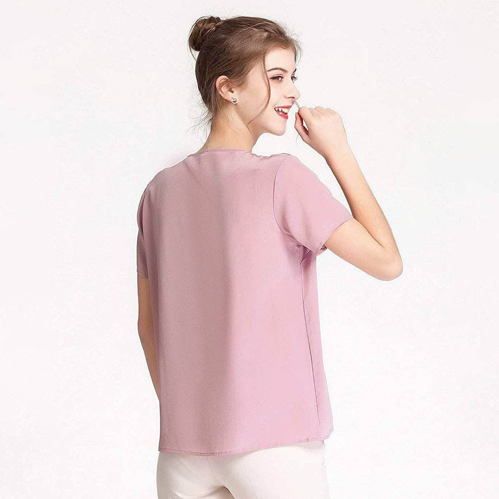 Women Mulberry Silk T-Shirt Short Sleeve V Neck Tank Ladies Silk Shirt