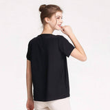 Women Mulberry Silk T-Shirt Short Sleeve V Neck Tank Ladies Silk Shirt