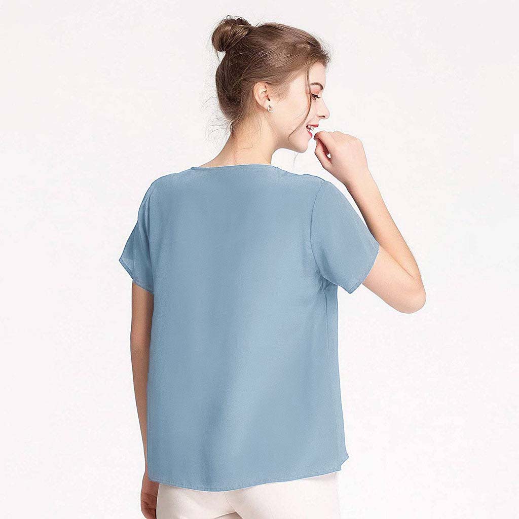 Women Mulberry Silk T-Shirt Short Sleeve V Neck Tank Ladies Silk Shirt