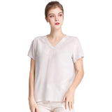 Women Mulberry Silk T-Shirt Short Sleeve V Neck Tank Ladies Silk Shirt