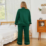 Plus Size Silk Pajamas for Women Long Plus Silk PJS Top Pajamas Set - slipintosoft