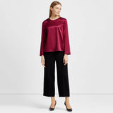 Women Pullover Long Sleeve Pure Mulberry Silk Blouse - slipintosoft