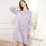 Women Silk Chemise Bow Tie 100% Mulberry Pure Silk Nightdress