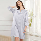 Women Silk Chemise Bow Tie 100% Mulberry Pure Silk Nightdress