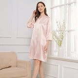 Women Silk Chemise Bow Tie 100% Mulberry Pure Silk Nightdress