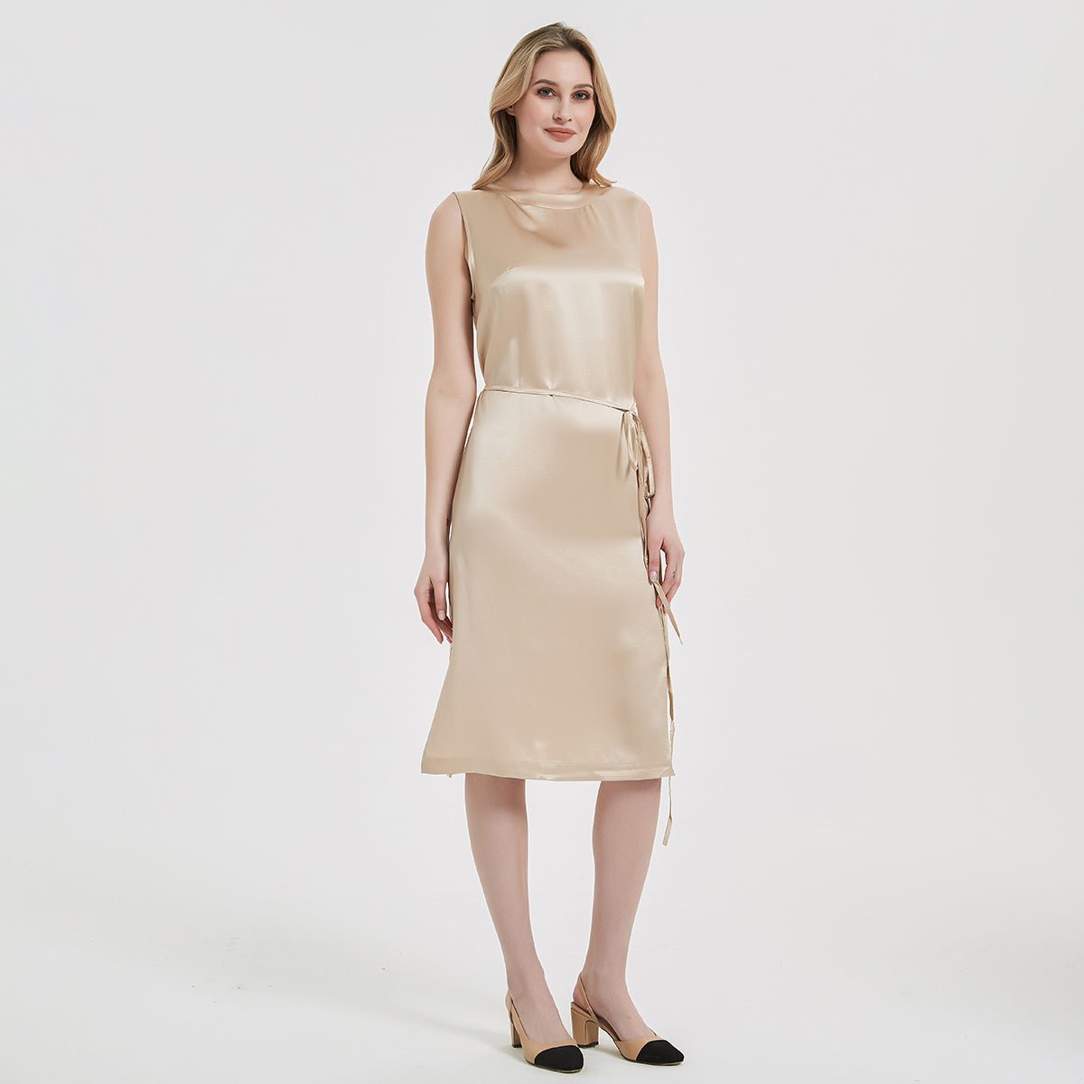 Women Stand Collar Silk Dress 100% Silk Dresses