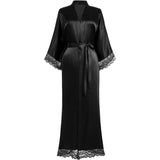 Womens 100% Silk Kimono With Lace Silk Robe