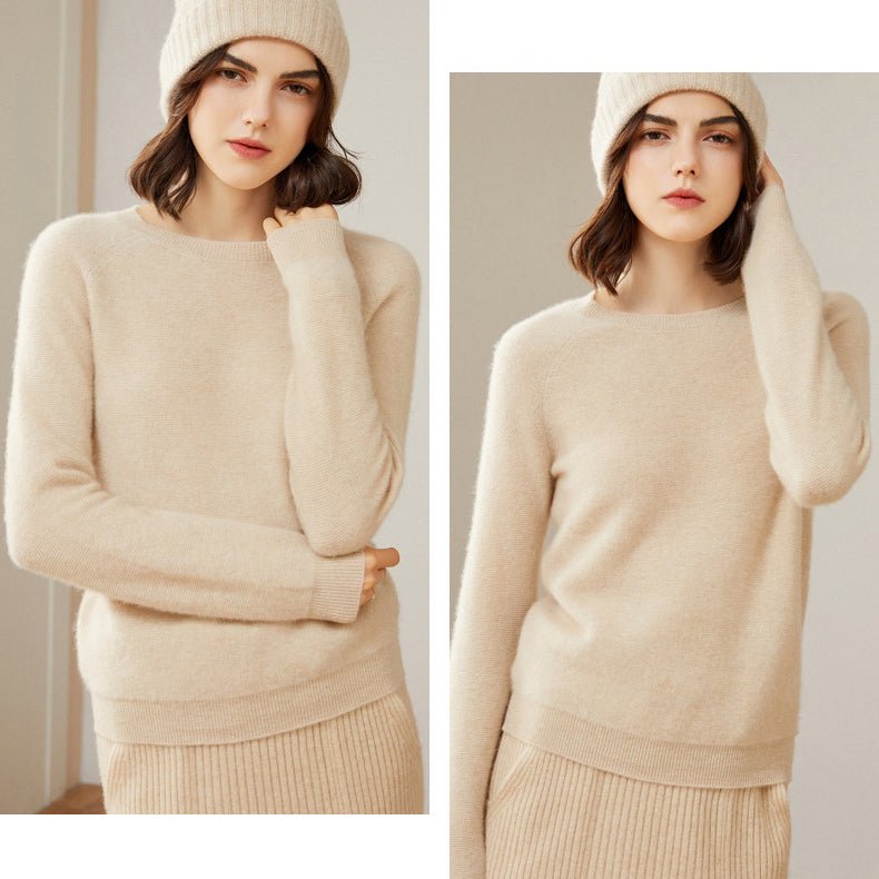 Womens Cashmere Crew Neck Sweater Long Sleeve Cashmere Pullover