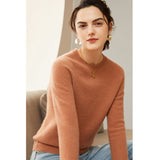 Womens Cashmere Crew Neck Sweater Long Sleeve Cashmere Pullover