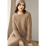 Womens Cashmere Crew Neck Sweater Long Sleeve Cashmere Pullover