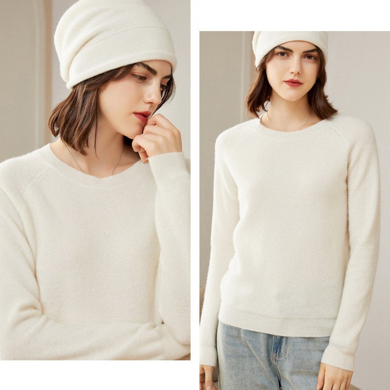 Womens Cashmere Crew Neck Sweater Long Sleeve Cashmere Pullover