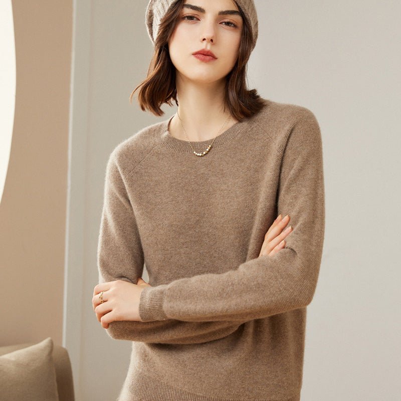 Womens Cashmere Crew Neck Sweater Long Sleeve Cashmere Pullover