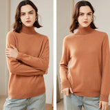 Womens Pure Cashmere Turtleneck Sweater Long Cashmere Pullover