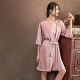 Womens Luxury Nightgown And Robe Set Sexy Silk Sleepwear