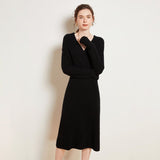 Womens Cashmere Ribbed Knit Wrap Dress Long Sleeve V Neck Midi Dresses