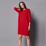 Womens Boat Neck Cashmere Dresses Half Sleeve Cashmere Sweater Dress - slipintosoft