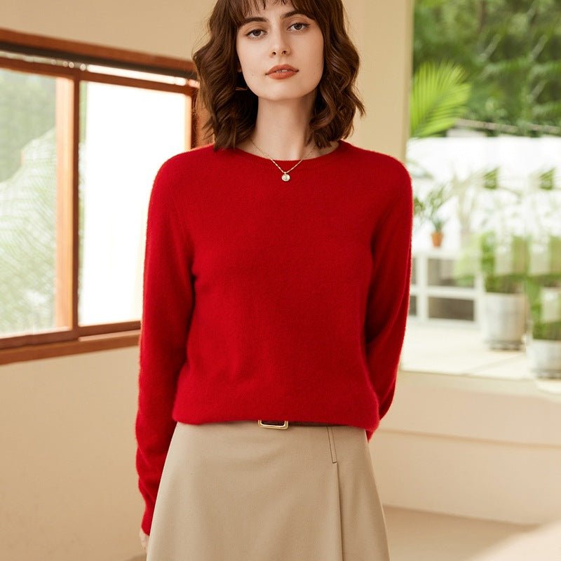 Women's Boat Neck Cashmere Sweater Basic Long Sleeve Solid Cashmere Pullover - slipintosoft