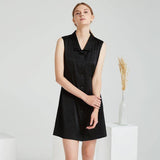 Women Black Silk Dresses 100% Pure Sleeveless Mulberry Silk Dress - slipintosoft