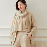 Women's Cashmere Cardigans with Pockets Shell Buttons Cashmere Coat Sweater - slipintosoft