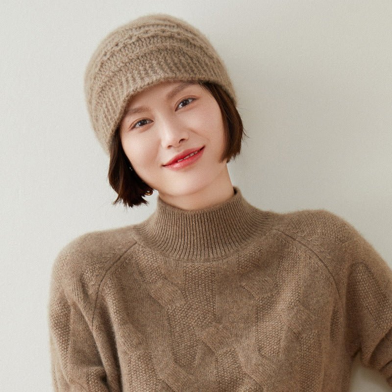 Women's Cashmere Hats Cable - Knitted Cashmere Beanie Hat