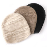 Women's Cashmere Hats Cable - Knitted Cashmere Beanie Hat