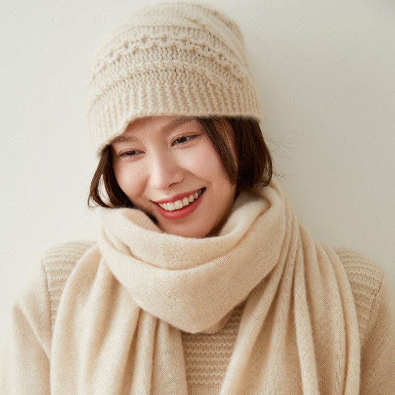 Women's Cashmere Hats Cable - Knitted Cashmere Beanie Hat